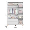 Ver imagem 3 de Guarda Roupa Infantil Lunna Retrô 3 Portas e 2 Gavetas Branco - Peternella Móveis