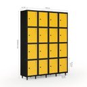 Ver imagem 3 de Armário Roupeiro Locker Guarda-volume de Aço 16 Portas Pequenas com Fecho para Cadeado Vestiário