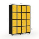 Ver imagem 3 de Armário Roupeiro Locker Guarda-Volume de Aço 16 Portas Pequenas com Fecho para Cadeado Vestiário Amarelo/Preto