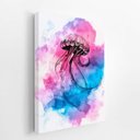 Ver imagem 2 de Água Viva Azul e Rosa Arte Aquarela Quadro Canvas 60x40cm