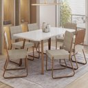 Ver imagem 1 de Conjunto Sala de Jantar 6 Cadeiras Barcelona Carraro Gelo Areia Rosê