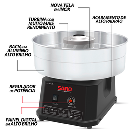 Maquina de Algodão Doce Bivolt 50/60hz Bivolt Saro Inox - 3