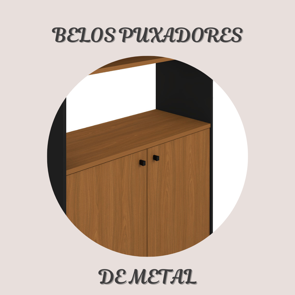 Estante para Livros Alta com Pés de Metal Industrial 2 Portas 183cmx90cm - 17