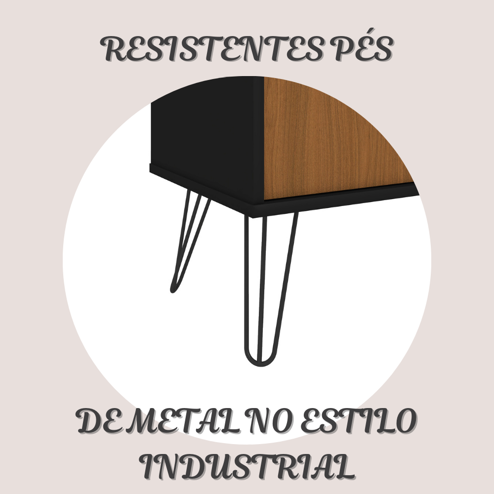 Estante para Livros Alta com Pés de Metal Industrial 2 Portas 183cmx90cm - 16