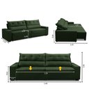 Ver imagem 3 de Sofá Retrátil e Reclinável 5 Lugares 300cm Veludo Antonella Adonai Estofados