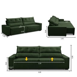 Sofá Retrátil e Reclinável 5 Lugares 300cm Veludo Antonella Adonai Estofados - 3
