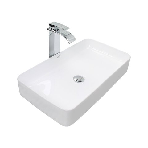 Kit Cuba Pia Louça Cerâmica Banheiro C/Torn e Vál Cromada 55