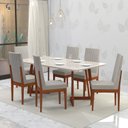 Ver imagem 1 de Conjunto Sala de Jantar 6 Lugares Madeira Eucalipto Safira Marrom/Caramelo/Bege Claro