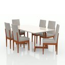 Ver imagem 2 de Conjunto Sala de Jantar 6 Lugares Madeira Eucalipto Safira Marrom/Caramelo/Bege Claro