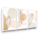 Ver imagem 1 de Trio Quadro Decorativo Sala Quarto Folhas Abstrato