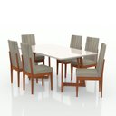 Ver imagem 2 de Conjunto Sala de Jantar Mesa 6 Cadeiras Madeira Maciça Vidro e MDF Safira Marrom