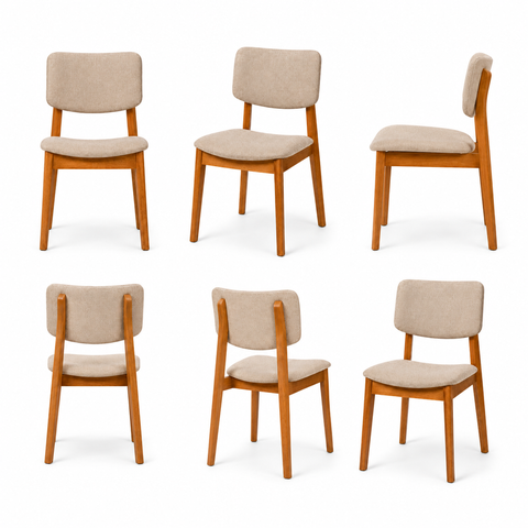 Kit 6 Cadeira de Jantar Madeira Maciça Manuela Estofada Premium Ergonomica Confortável Di Franco
