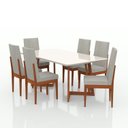 Ver imagem 2 de Conjunto Sala de Jantar Mesa 160x90cm Tampo Vidro/MDF com 6 Cadeiras Safira Marrom/Caramelo/Bege Claro
