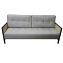Ver imagem 1 de Sofá Cama Lucerna Cor Cinza com Base Madeira Cor Amendoa e Palha Natural 201 Cm - 68533