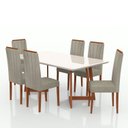Ver imagem 2 de Conjunto Sala de Jantar Mesa 160x90cm Tampo Vidro/MDF com 6 Cadeiras Safira Marrom/Caramelo/Castor