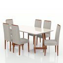 Ver imagem 2 de Conjunto Sala de Jantar 6 Lugares Madeira Eucalipto Ametista Marrom/Caramelo/Bege Claro