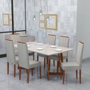 Ver imagem 1 de Conjunto Sala de Jantar 6 Lugares Madeira Eucalipto Ametista Marrom/Caramelo/Bege Claro