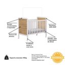Ver imagem 3 de Berço Americano Cloe 2 em 1 Branco Brilho/amêndoa com Colchão Baby Physical - Móveis Peroba