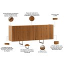 Ver imagem 2 de Aparador Buffet para Sala de Jantar 4 Portas 180cm Pés Industrial Alina N01 Cinamomo Champanhe -