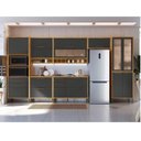 Ver imagem 1 de Cozinha Completa Modulada 100% MDF 7 Peças 14 Portas 6 Gavetas e Vidro 429cm Vicenza Espresso Móveis Cinza/Amêndoa/Chumbo