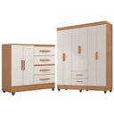Ver imagem 1 de Kit Guarda-Roupa Casal 6 Portas com Cômoda 2 Portas 4 Gavetas Lisa Nature/Off White