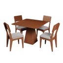 Ver imagem 2 de Conjunto Sala de Jantar Mesa Pirâmide 105cm com 4 Cadeiras MDF Pinhão/Bege Claro