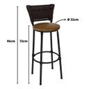 Ver imagem 2 de Kit 3 Banquetas Altas Preta com Encosto Junco Argila Assento Marrom