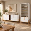 Ver imagem 1 de Conjunto Buffet + Cristaleira Lizz Branco Buffet 190 cm Casa D