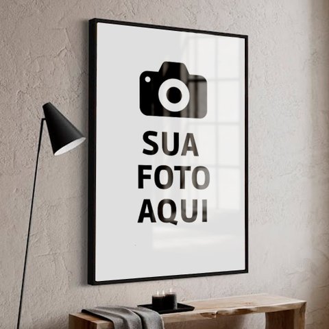 Quadro Personalizado Sua Foto Aqui em Moldura Caixa Tacolado Moldura Trad 1cm Preta sem Vidro 40 X 6