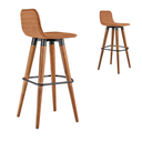 Ver imagem 3 de Kit 2 Banquetas Linea Base Madeira Cozinha Bar Bancada Alta:terracota/preto