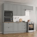 Ver imagem 1 de Cozinha Compacta 4 Peças 100% MDF com Torre Quente 2 Fornos Americana Cinza/Nature
