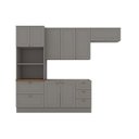 Ver imagem 3 de Cozinha Compacta 4 Peças 100% MDF com Torre Quente 2 Fornos Americana Cinza/Nature