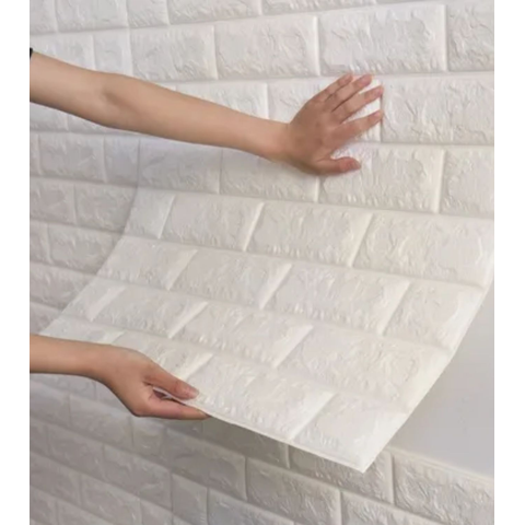 Revestimento Adesivo Para Parede 3d Branco 70x77cm Tijolo