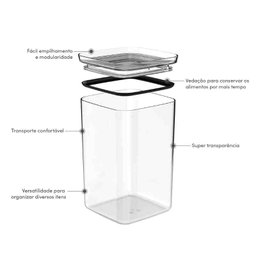 Pote Hermético Organizador 3,5 L Linha Block Natural ou - 2 Pote Hermético Organizador 3,5 L Linha Block Natural ou - 2