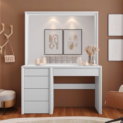 Penteadeira 5 Gavetas Prime 100% MDF com Espelho