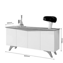 Buffet para Sala de Jantar 4 Portas Tampo Chanfrado Austria:Platinum - 5