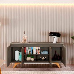 Buffet para Sala de Jantar 4 Portas Tampo Chanfrado Austria:Platinum - 4