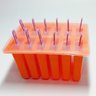 Forma de Picolé 12 Sorvetes Picoleteira Paleta Palito Laranja - 2