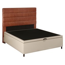 Cabeceira com Base Cama Box Baú Casal 138x188cm Hit ID5 Corano Bege/Couríssimo Camel - Mpozenato - 1