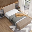 Ver imagem 2 de Kit Cabeceira Cama Box Queen 160cm com Calçadeira Roma W01 Linho Bege Escuro - Lyam Lyam Decor