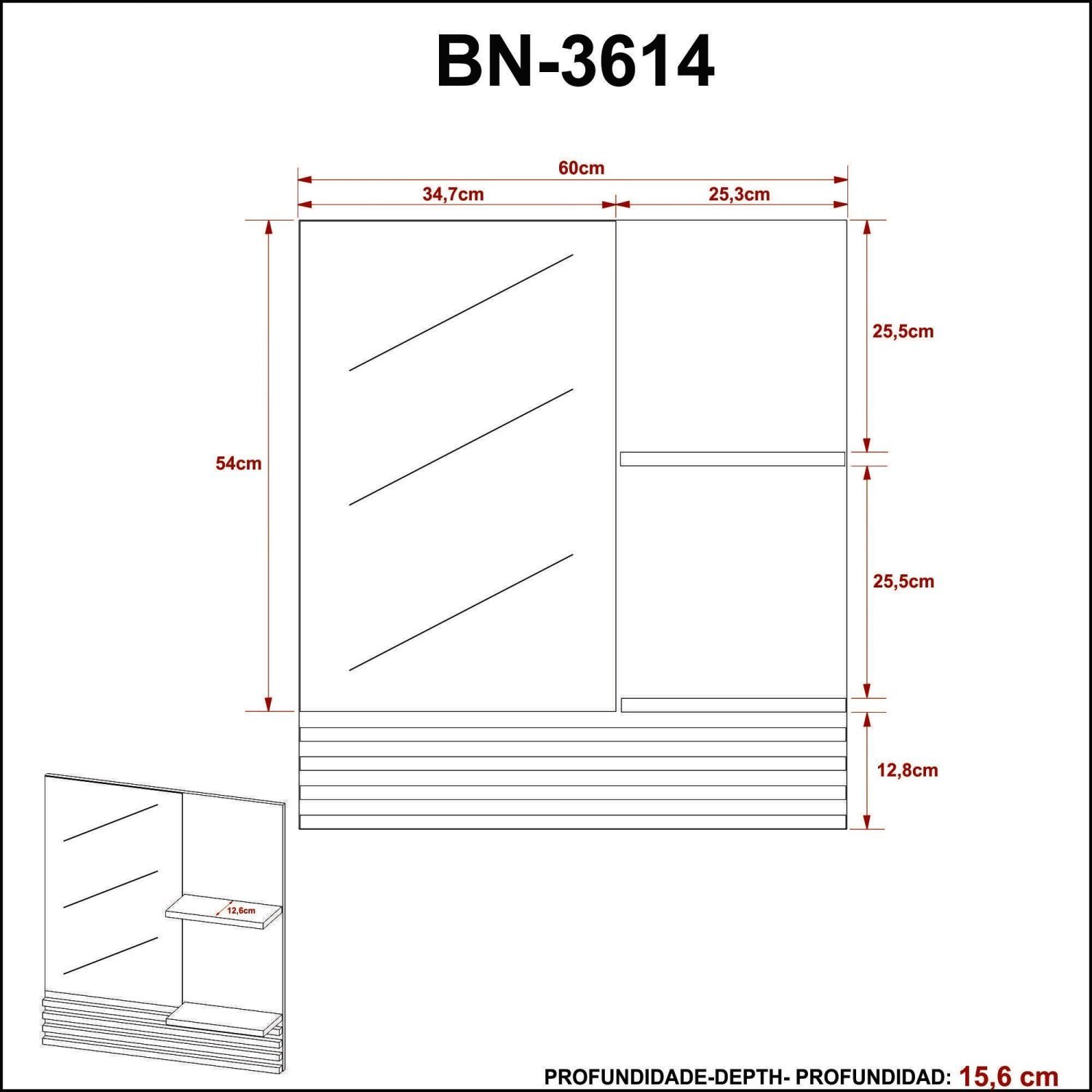 Espelheira para Banheiro BN3614  - 6