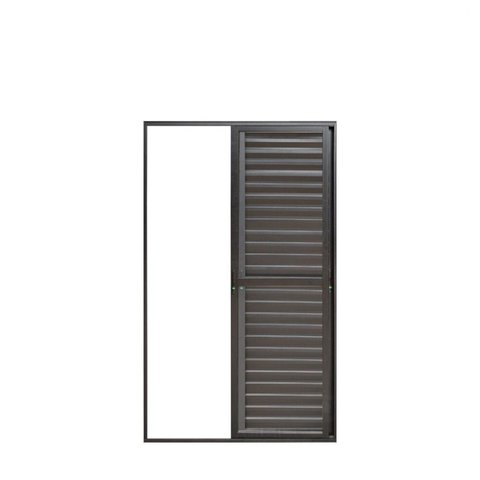 Porta de Alumínio Veneziana 210x120cm 3 Folhas Hale Esquadrias Preto