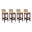 Ver imagem 1 de Kit 4 Banquetas Alta para Cozinha Turim Madeira Castanho Linho Bege Ccs