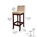 Ver imagem 3 de Kit 4 Banquetas Alta para Cozinha Turim Madeira Castanho Linho Bege Ccs