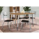 Ver imagem 1 de Conjunto: Mesa Sala Jantar Iguaçu C/ Tampo de Madeira 1.60cm + 6 Cadeiras Portugal Cromada -
