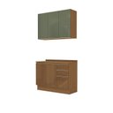 Ver imagem 7 de Cozinha Compacta 2 Peças Armário Aéreo e Balcão com Tampo 120cm Vibra Canela/Verde Pistache