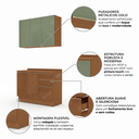 Ver imagem 5 de Cozinha Compacta 2 Peças Armário Aéreo e Balcão com Tampo 120cm Vibra Canela/Verde Pistache
