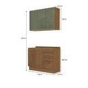 Ver imagem 3 de Cozinha Compacta 2 Peças Armário Aéreo e Balcão com Tampo 120cm Vibra Canela/Verde Pistache