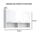 Ver imagem 7 de Armário Aéreo Cozinha Itália 3 Portas Moderno Branco