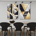 Ver imagem 4 de Conjunto Quadros Decorativos Sala Quarto Geométricos Dourado em Tecido Canvas